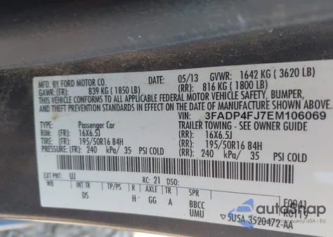 2014 Ford Fiesta Titanium из США, поврежденный, VIN 3FADP4FJ7EM106069